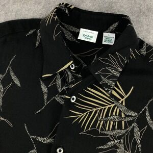 Rainforest Cafe Mens Hawaiian Shirt Black Large Button Up Short Sleeve Tropical